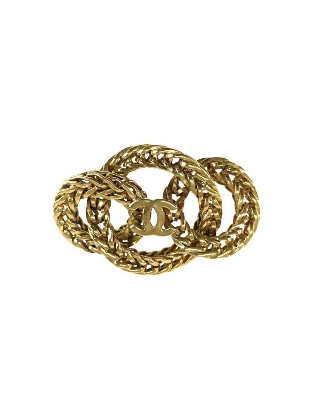 Chanel Vintage CC Logo Gold Metal Brooch